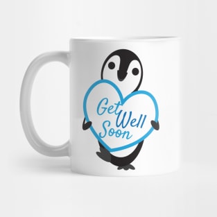 Cute Penguin Holding Get Well Soon Heart Shape Sign Mug